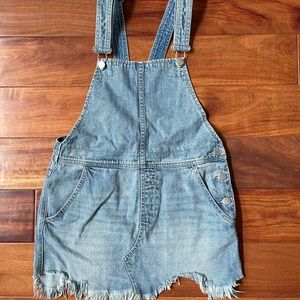 NWOT Free People Frayed Hem Denim Skirt Overalls